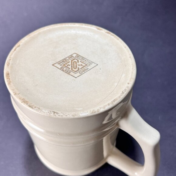 Vtg Schaefer Ceramic Pottery Beer Stein Mug Wheeling Ivory Barware Souvenir 50s - Picture 9 of 15